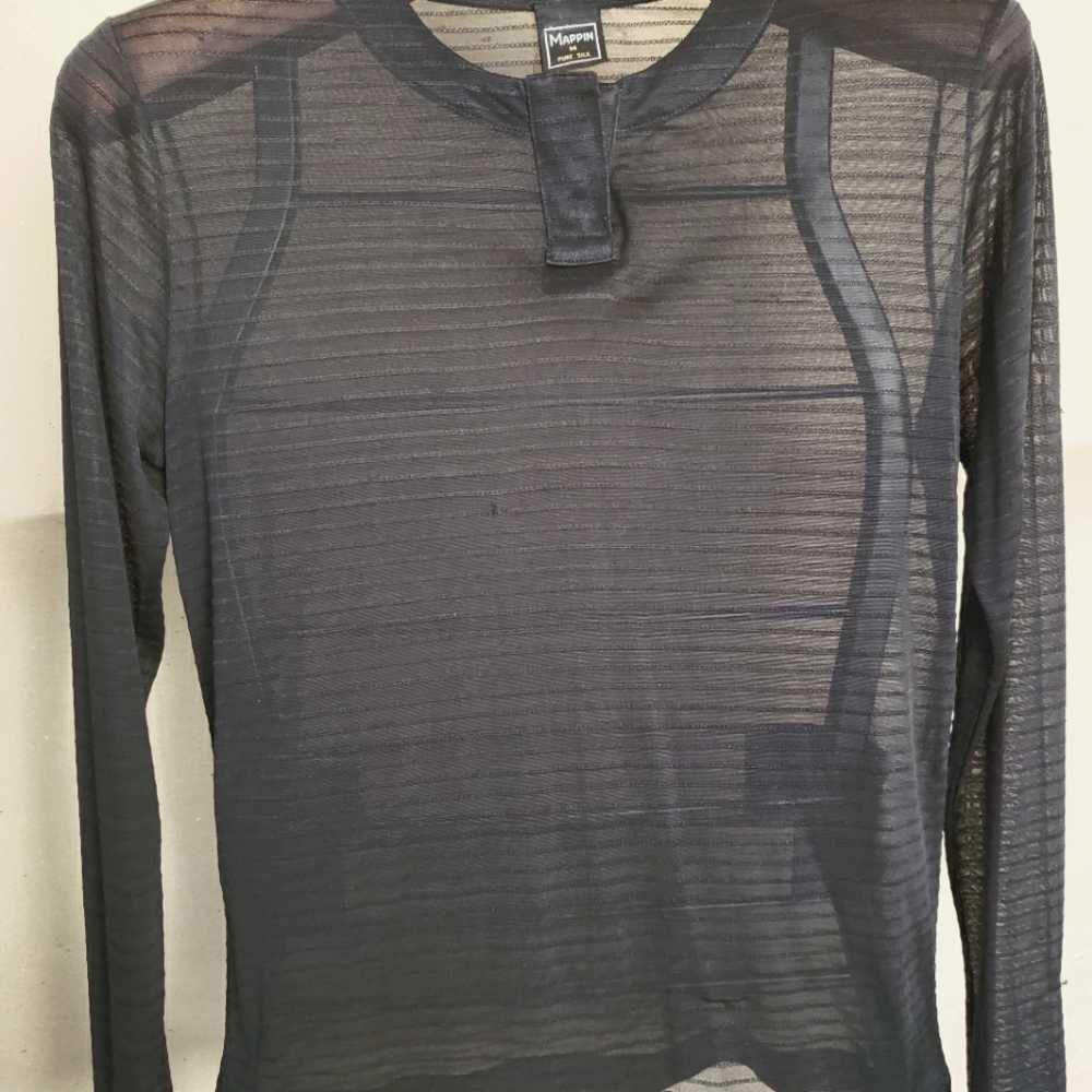 Mappin Sheer Black Pure Silk Top